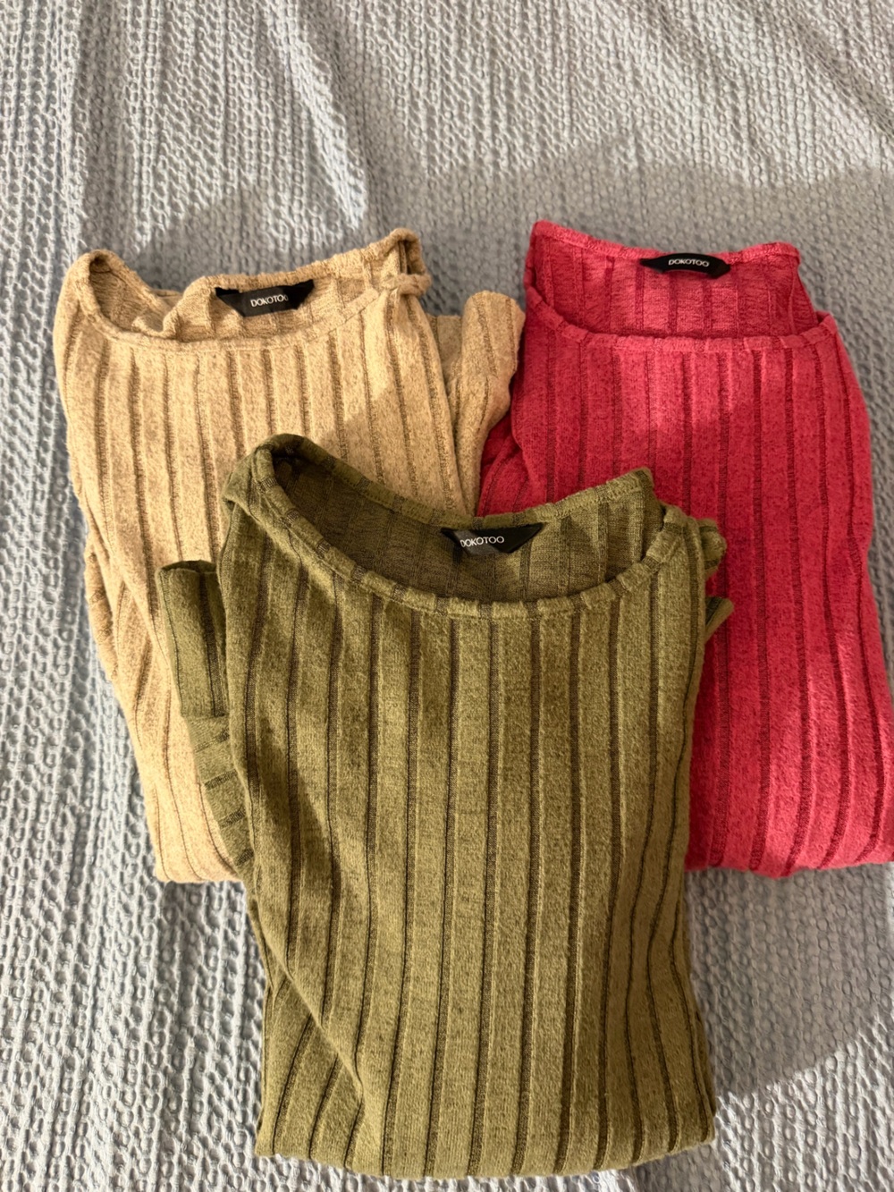 DOKOTOO Ribbed Knit Sweater - Olive, Beige, Pink- size XL